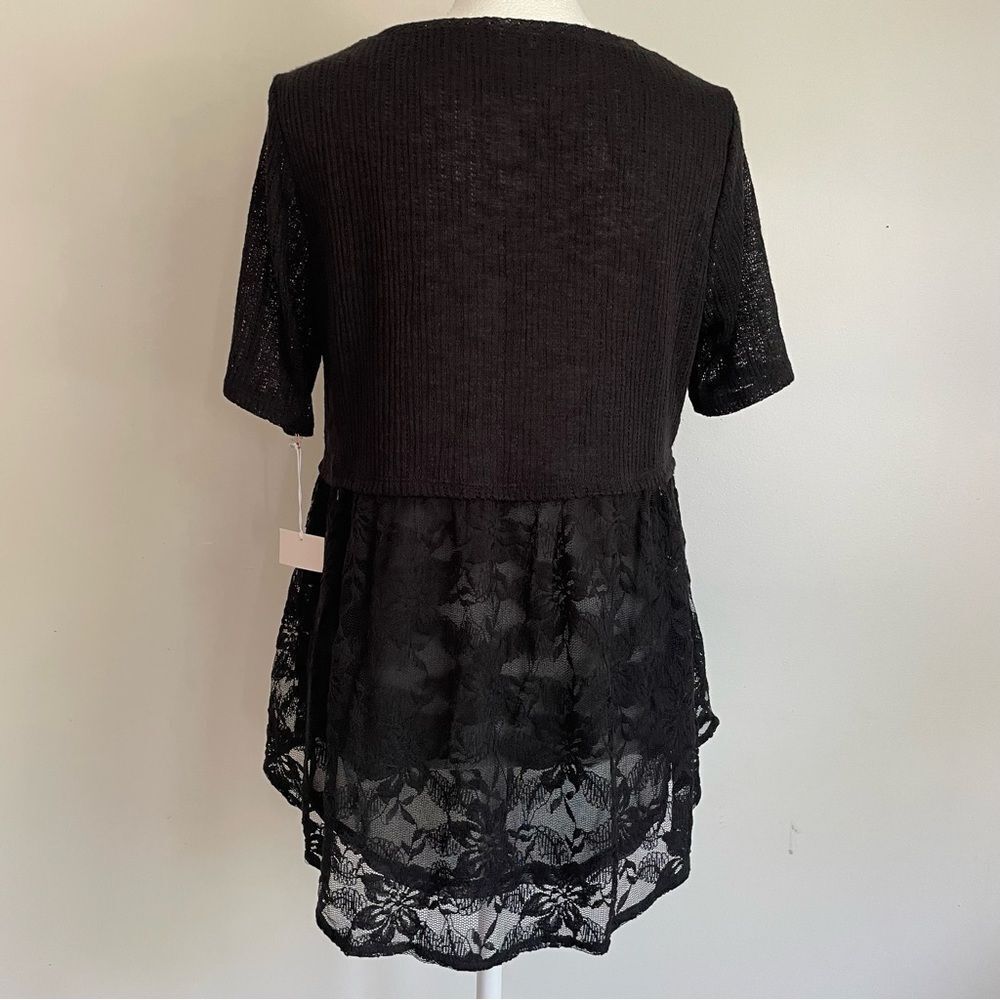Lauren Conrad Bee Mine Black Lace Baby Doll Top NEW Women’s Size Small - Picture 3 of 10